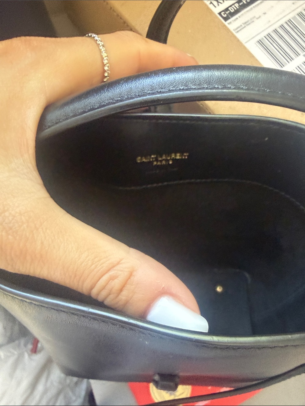 Saint Laurent le 37 Black Leather Mini Bucket Bag with Gold YSL Logo - Picture 5 of 6